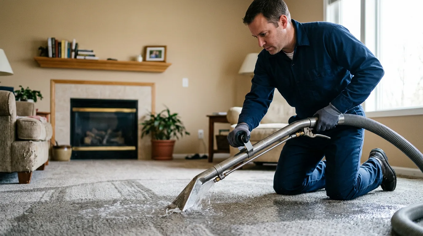 Water damage restoration technician working near San Elizario, TX